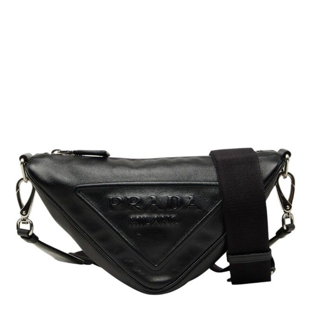 Prada Triangle Logo Plate Crossbody Bag